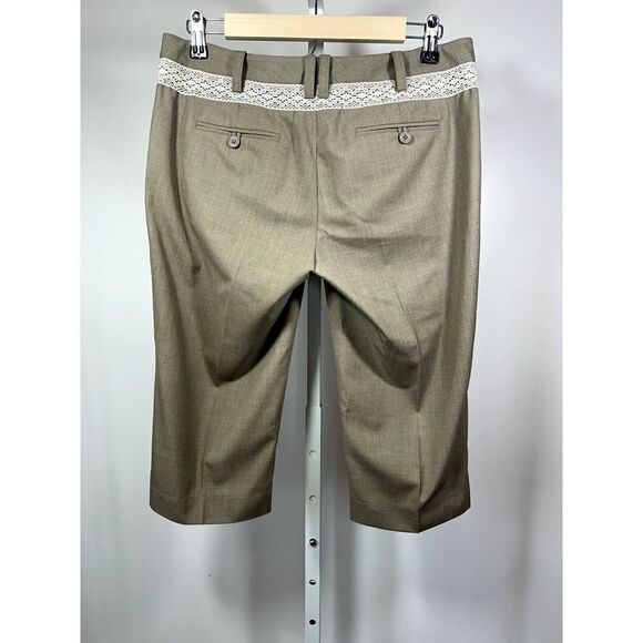 ROBERT RODRIGUEZ Women's Lace Trim Clam Digger Trouser Pants Tan Size 6 - Picture 9 of 12